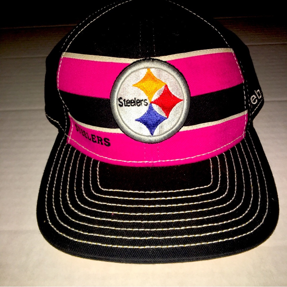 NEW!!! 20yr Vintage NFL Steelers pink Reebok breast care awareness ball cap S/M